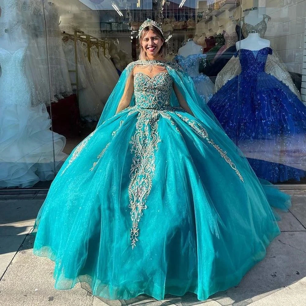 aqua prom dress