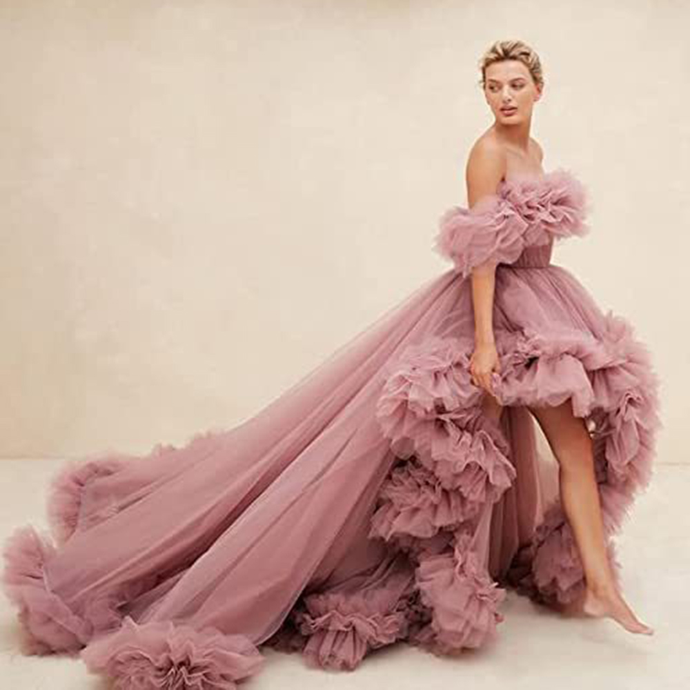 prom dress with ruffles