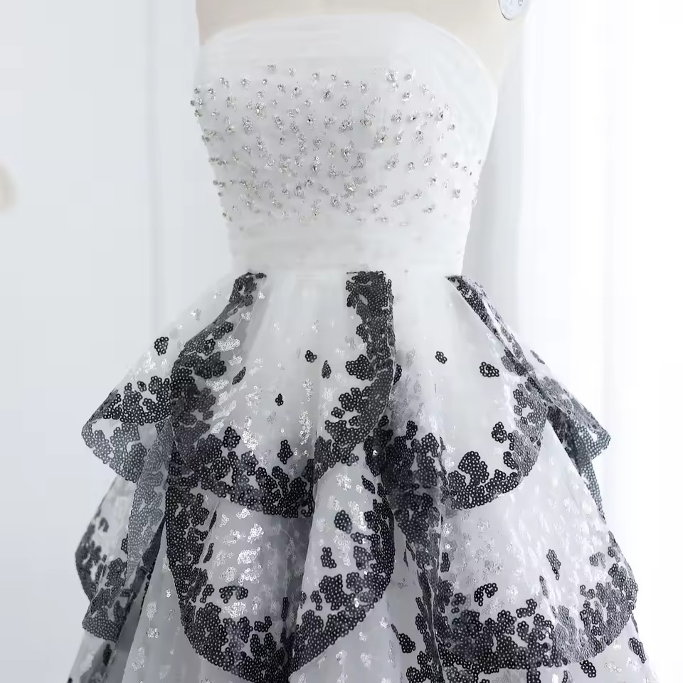 black and white evening dress