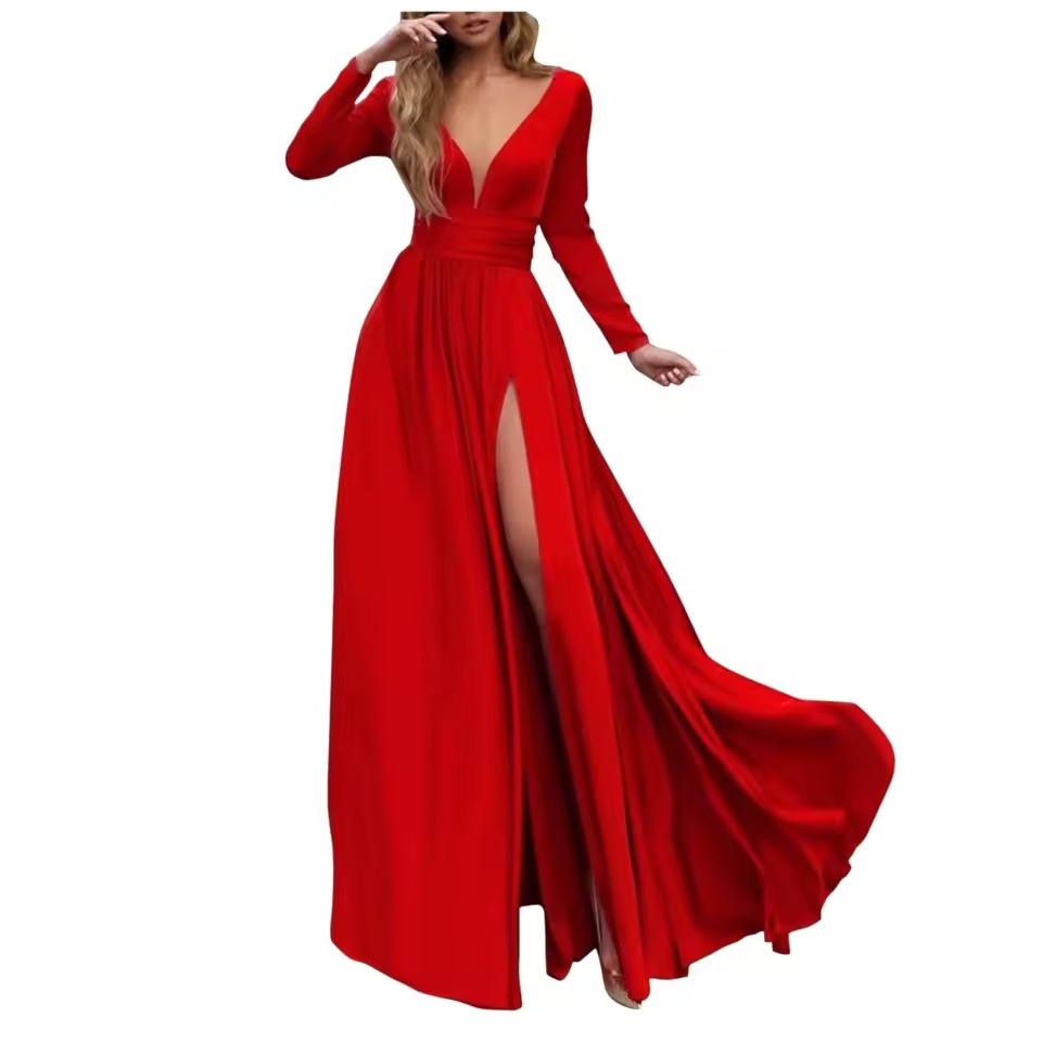 women’s red prom dress